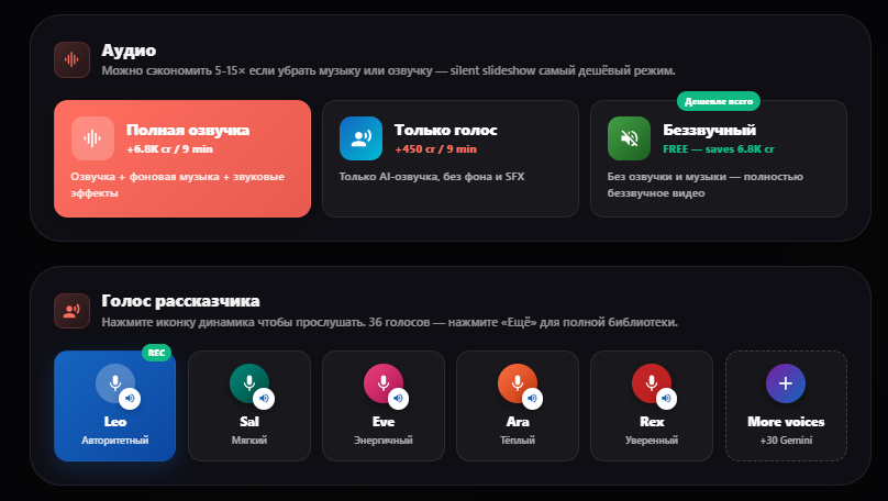 Voiceover selection in Doitong